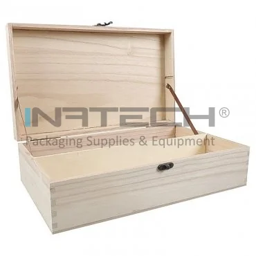 Cutie Din Lemn Pentru 2 Sticle De Vin Lungime 370 mm, Latime 175 mm, Inaltime 71 mm, Capac Cu balamale, Material Lemn, Culoare Natur