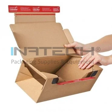 Cutii Autoformare Si Autosigilare Returnabile ColomPac ® Lungime 282 mm, Latime 140 mm, Inaltime 140 mm, Culoare Natur, Sistem Inchidere 2 x Banda Dublu Adeziva