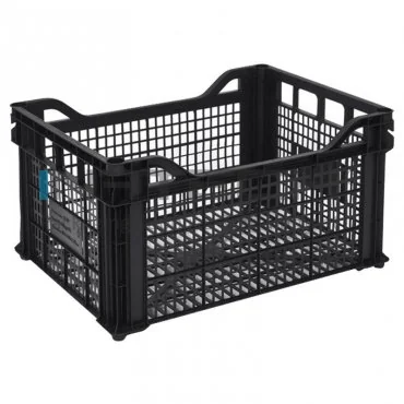 Ladite Din Plastic Pentru Fructe Si Legume Dimensiune Interioara 380 x 280 x 210 mm, Dimensiune Exterioara 400 x 300 x 220 mm, Volum Litri 20, Material PP Reciclat, Aplicatie Fructe / Legume, Greutate 400 gr, Culoare Negru