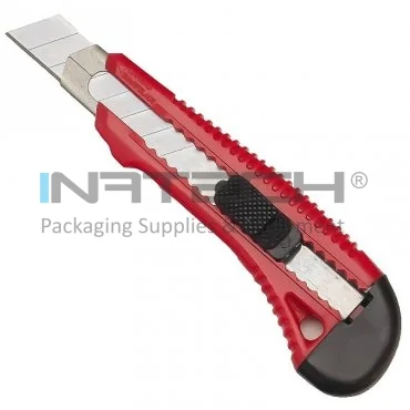 Cutter Retractabil Pentru Hartie Utilizare Intensa, Lama Metal, Culoare Rosu, Siguranta DA, Suport Plastic