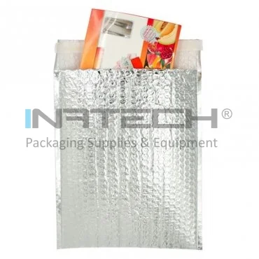 Plic Cu Bule Termoizolant Dimensiuni 450 x 350 mm, Material PET / Folie Bule / PEE, Clapeta 50 mm, Culoare Argintiu