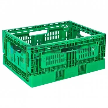 Lada Pliabila Cu Pereti Ventilati Dimensiune Interioara 370 x 270 x 175 mm, Dimensiune Exterioara 400 x 300 x 180 mm, Material PP Virgin, Volum Litri 17.5, Culoare Verde