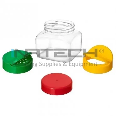 Borcan PET Forma Patrata, Tip Capac Simplu, Diametru Filet 63 mm, Volum 300 ml, Culoare Transparent, Buc / Pachet 10