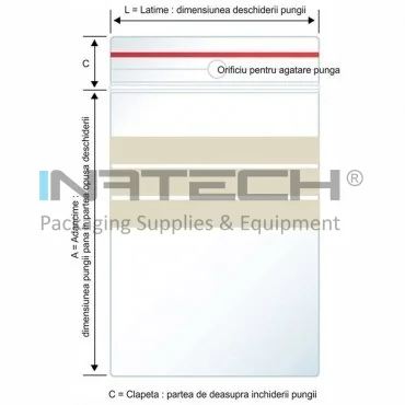 Pungi Plastic Fermoar Si Benzi De Scriere Dimensiuni mm (l x L) 120 x 180, Grosime 60 my, Culoare Transparent, Buc / Pachet 100