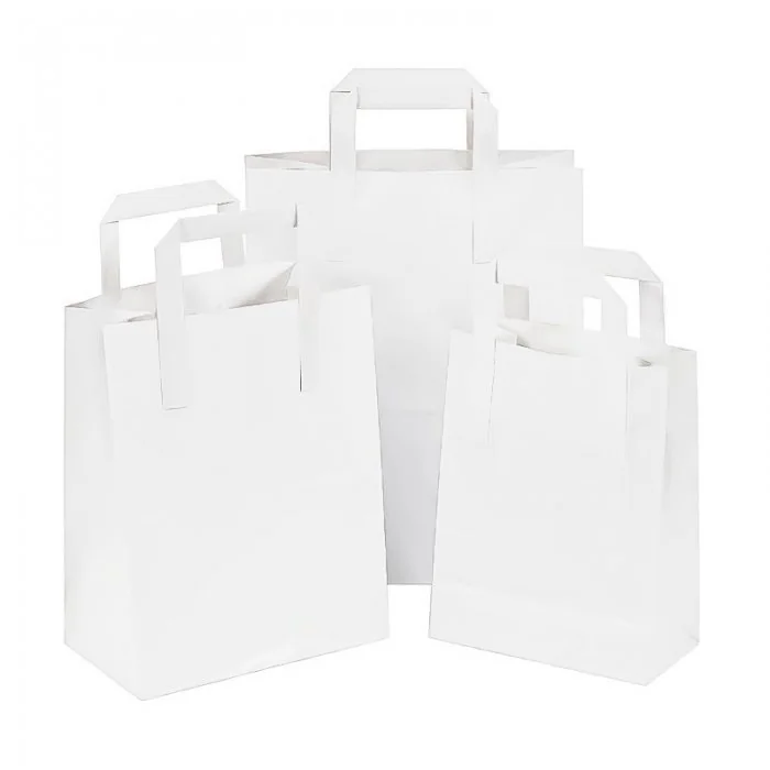 Pungi Hartie Cu Maner Rasucit, Alb/Natur Dimensiuni 250 x 110 x 300 mm, Tip Maner Sfoara, Material Hartie 90 gr/m2, Culoare A...