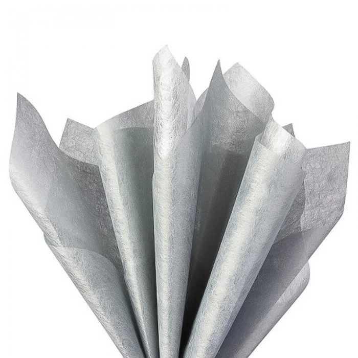 Hartie De Matase, Dimensiuni mm (l x L) 500 x 750, Gramaj 17 gr/mp, Culoare Argintiu, Buc / Pachet 50-Hartie Pentru Ambalare