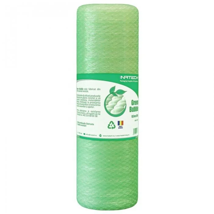 Folie Cu Bule Mici Eco Friendly Latime 300 mm, Lungime 100 m, Straturi 2, Grosime 60 my, Culoare Verde-Folie Cu Bule De Aer Mici