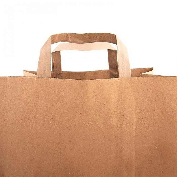 Pungi Hartie Cu Maner Plat, Hartie Kraft Natur 70g/mp Dimensiuni cm (L × l × h) 40 X 18 X 30, Tip Maner Flat, Material Hartie...