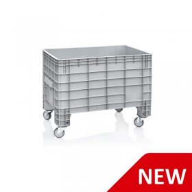 Boxpalet Solid 1040 x 640 x 670/790 mm, 4 Roti, Capacitate 270 L, Material PP, Gri-Ladite Pliabile