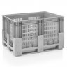 Boxpalet Perforat 1200 x 1000 x 760 mm, 3 Traverse, Capacitate 600 L, Material PP Virgin, Gri-Ladite Pliabile