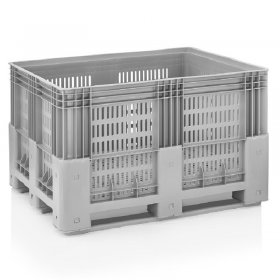 Boxpalet Perforat 1200 x 1000 x 760 mm, 3 Traverse, Capacitate 600 L, Material PP Virgin, Gri-Ladite Pliabile
