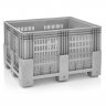 Boxpalet Perforat 1200 x 1000 x 760, 4 Picioare, Capacitate 600 L, Material PP Virgin, Gri-Ladite Pliabile