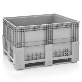 Boxpalet Solid 1200 x 1000 x 760 mm, 3 Traverse, Capacitate 600 L, Material PP Virgin, Gri-Ladite Pliabile