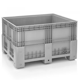 Boxpalet Solid 1200 x 1000 x 760 mm, 4 Picioare, Capacitate 600 L, Material PP Virgin, Gri-Ladite Pliabile