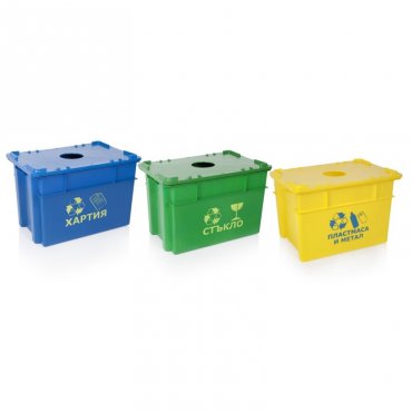 Container Pentru Reciclare 600 x 400 x 400 mm, 70 L, Material PP Virgin, Multicolor