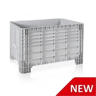 Boxpalet Solid 1200 x 800 x 800 mm, 4 Picioare, Capacitate 500 L, Material PP, Gri