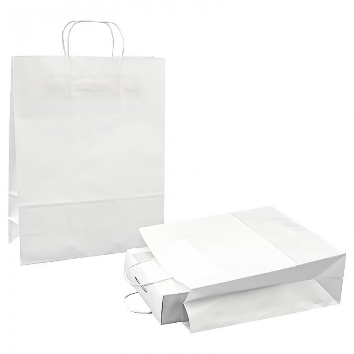 Pungi Hartie Cu Maner Rasucit, Alb/Natur-Pungi Hartie