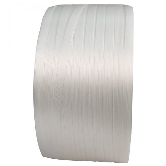 Banda PES Netesuta Compozit, Alb, 16 mm x 850 m, 450 kg, Tub 200 mm-Benzi Pentru Legare Si Paletizare