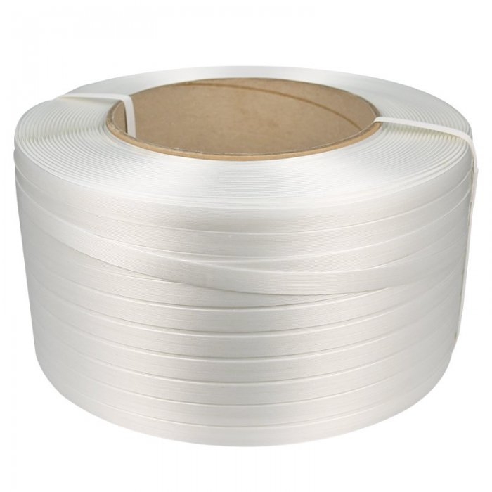 Banda PES Netesuta Compozit, Alb, 16 mm x 850 m, 450 kg, Tub 200 mm-Benzi Pentru Legare Si Paletizare