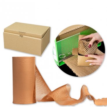 Pachet Dispenser Hartie Honeycomb + Rola Hartie Kraft Honeycomb + Cutie Autoformare CO3, 360 x 280 x 60 mm