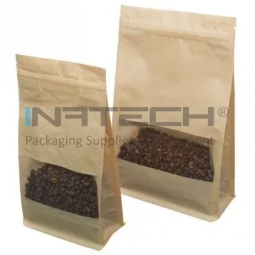 Pungi Kraft Cu Fereastra Si Inchidere Fermoar Latime 195 mm, Inaltime 295 mm, Volum 3000 ml, Burduf Inferior 2 x 45 mm, Burduf Lateral 2 x 45 mm, Buc / Pachet 500